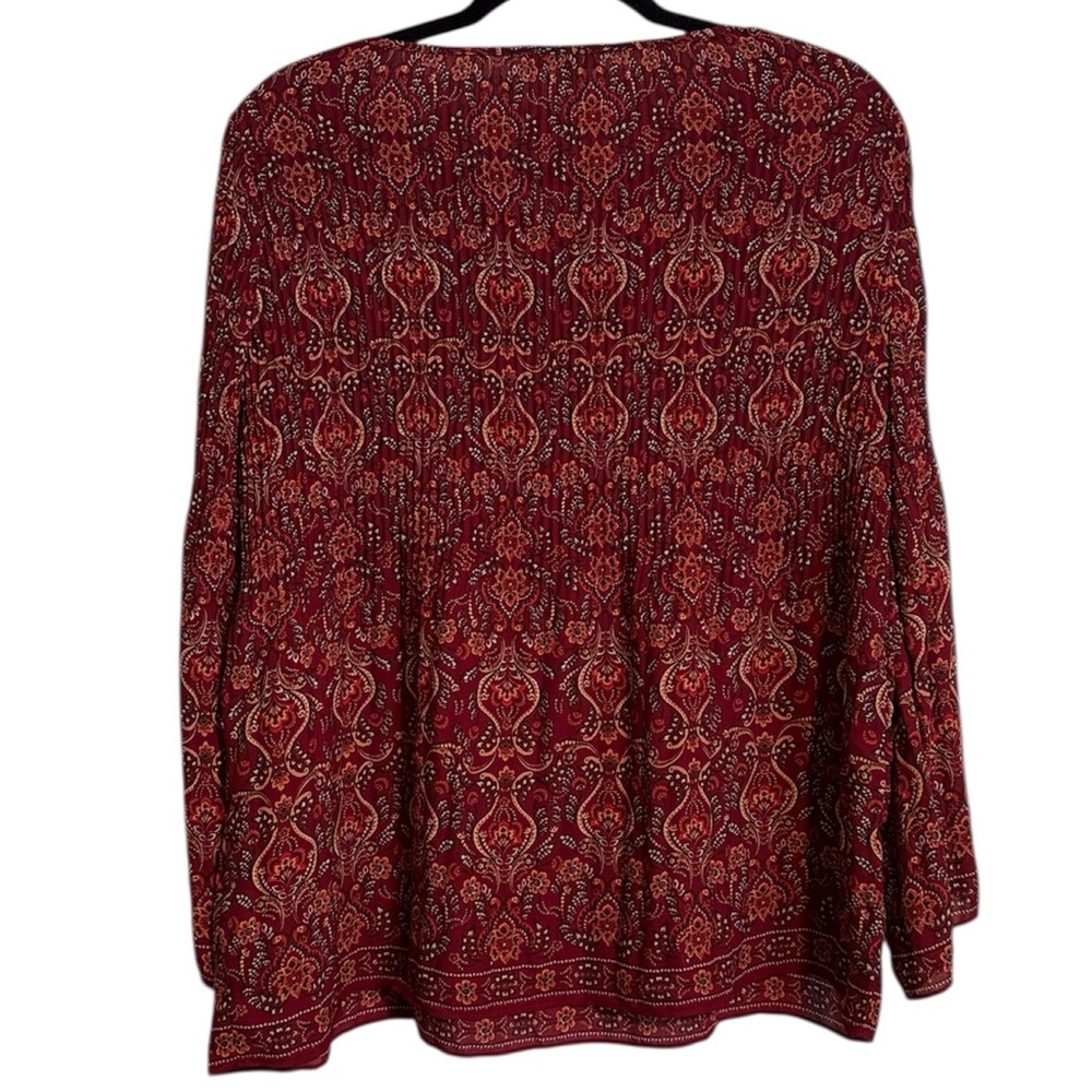 Max Studio Pleated Patterned Long Sleeve Blouse - image 6